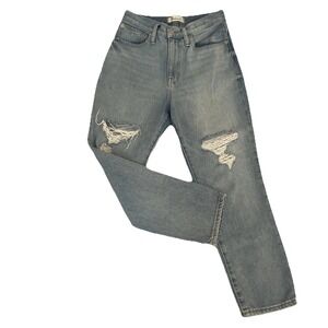 Madewell Womens Perfect Mom  Jean 24p Distressed Light Wash EUC & SOFT Fast Ship
